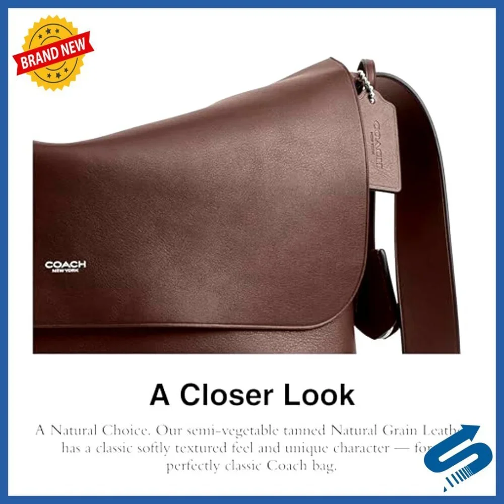 Leather Messenger Bag for Men with Laptop Compartment Adjustable Strap